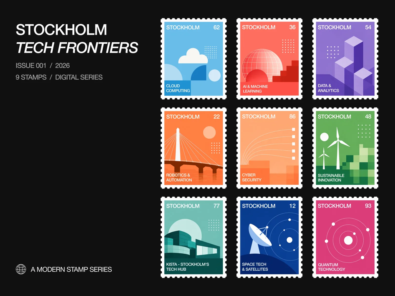 Stockholm Modern stamp series with Scandinavian minimalism